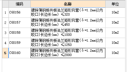 定额镀锌薄钢板共板法兰矩形风管长边长(mm) ≤2000中的长边长求解